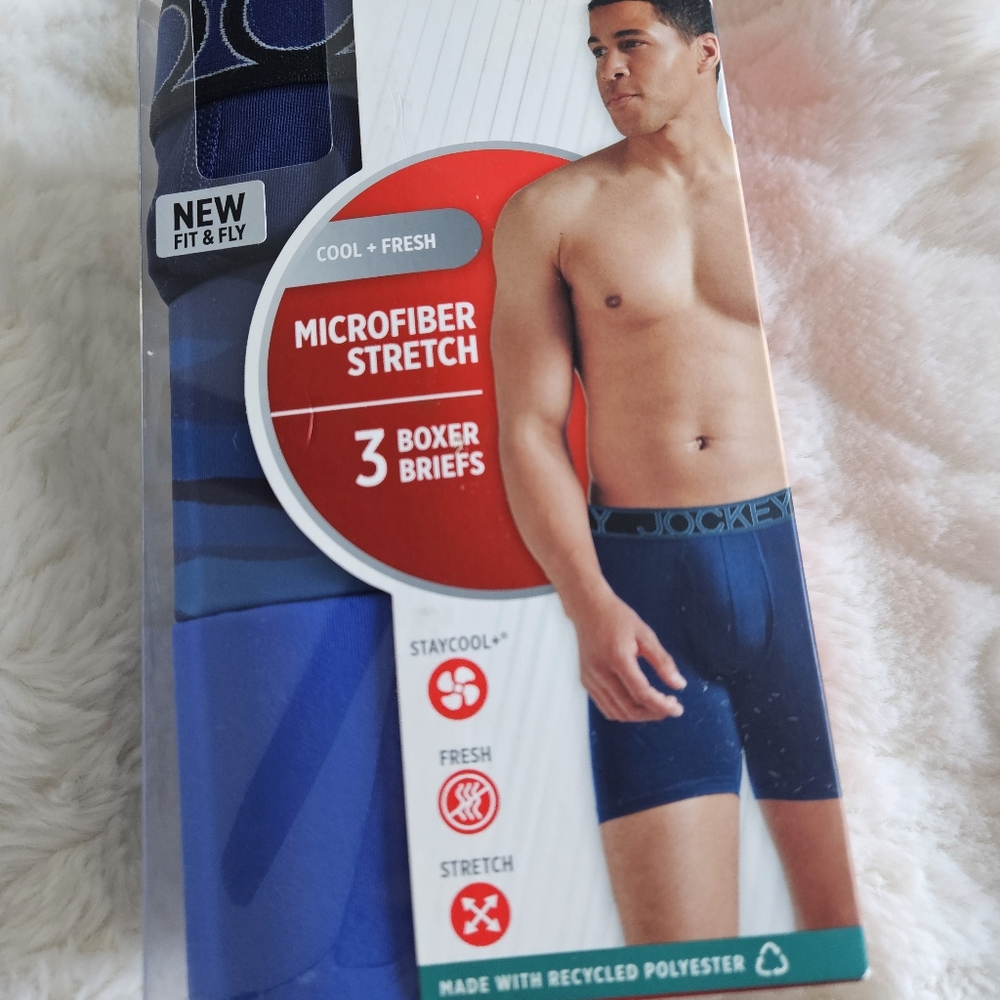 NEW 3-pack Jockey ActiveMicro Stretch Boxer Briefs Sz XL In Blue Colorway